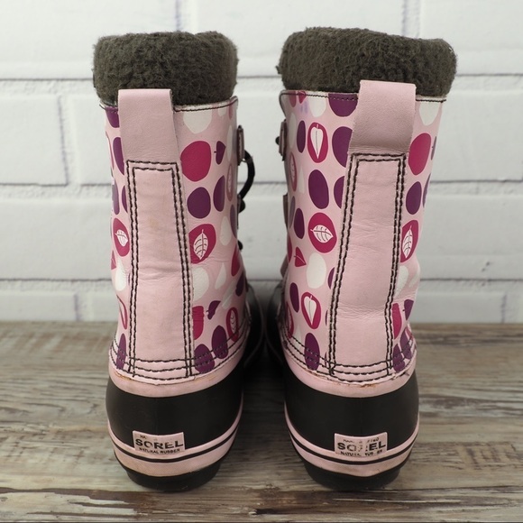 Sorel Yoot Pak Y6 W8 pink rubber leather waterproof boots - Picture 5 of 8